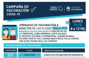 El lunes continúa la campaña de vacunación en 13 localidades del interior