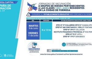 Formosa Capital: Primera jornada de vacunación para clases 1991 a 2003 de grupos de riesgo