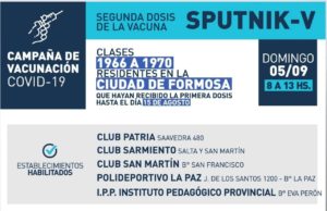 Formosa Capital: Aplicarán segunda dosis a clases 1966 a 1970